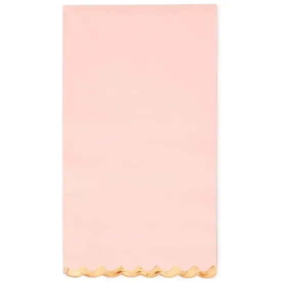 Sparkle and Bash 50 Pack Pink Paper Dinner Napkins with Gold Foil Scalloped Edges for Birthday Party, Wedding, 3-Ply, 4 x 8 In image {3}