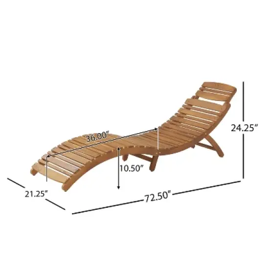 Gulches Brown Acacia Wood Foldable Chaise Lounge image {2}