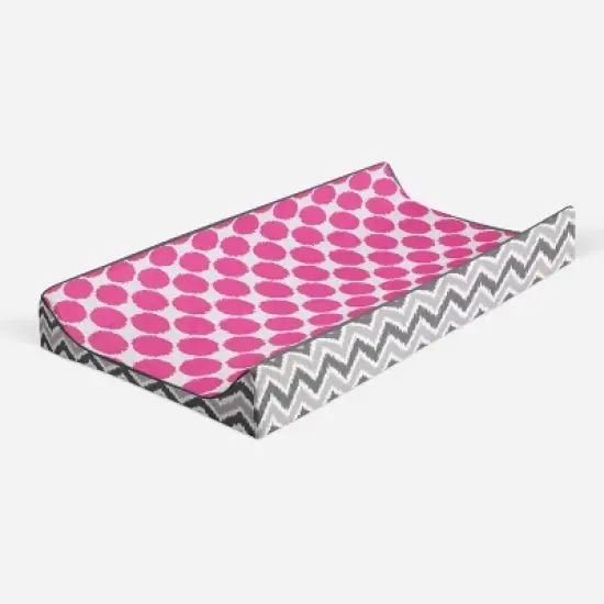 Bacati - Gray Zigzag Pink Dots Muslin Changing Pad Cover.... image {6}