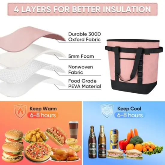 HOMLUX Large Leakproof Coolers Soft Tote Bags, Collapsible, Insulated, Gray image {2}