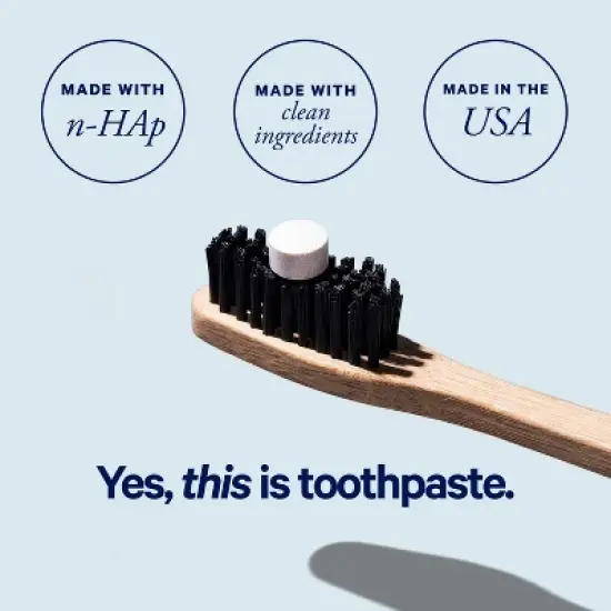 BITE Toothpaste Bits with Nano Hydroxyapatite - Eco and Travel-Friendly Whitening Toothpaste Tablets (Activated Charcoal) - 62 Bits image {3}