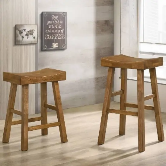 Set of 2 29" Lille Seat Saddle Counter Height Barstools - HOMES: Inside + Out image {2}