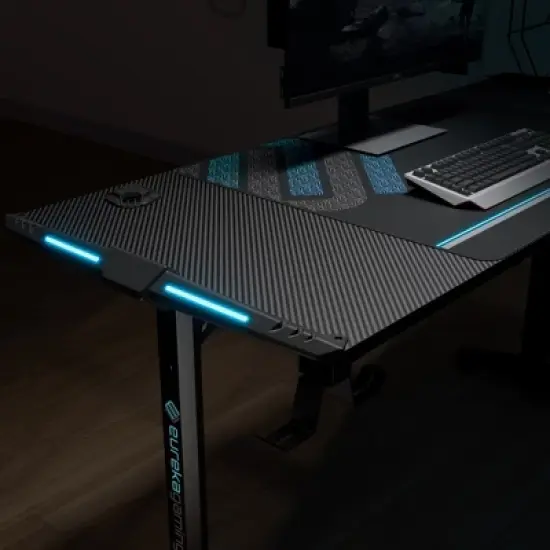 EUREKA ERGONOMIC Gaming Desk with Built-in Accessories,58.27" D x 23.62" W x 31.22" H,Black image {5}