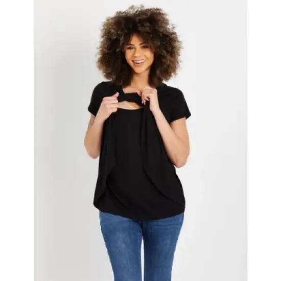 Pull Over Open Front Nursing Tee | Motherhood Maternity image {4}
