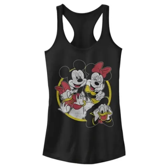 Junior's Mickey & Friends Distressed Group Circle Racerback Tank Top image {4}