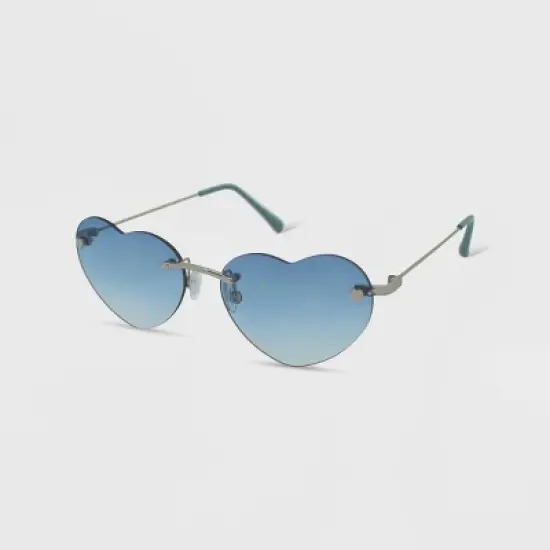 Women's Rimless Metal Heart Novelty Sunglasses - Wild Fable&trade; Blue image {1}