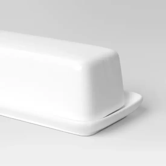 2pc Porcelain Butter Dish White - Threshold&trade;: Butter Holder, Microwave & Dishwasher Safe, 4 Volume Capacity image {2}