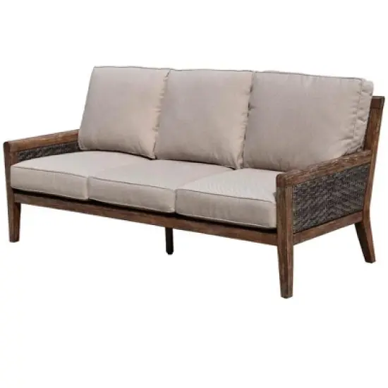 Courtyard Casual Bermuda FSC Teak 4 pc Sofa Seating Set  Includes:  One Sofa, One Coffee Table & Two Club Chairs image {5}