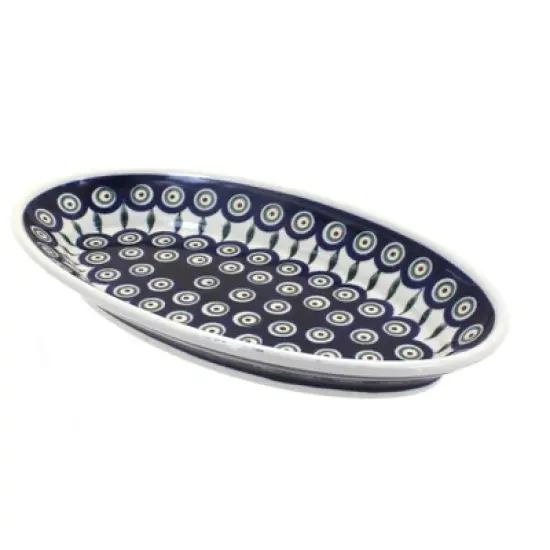 Blue Rose Polish Pottery 1103 Zaklady Small Oval Platter image {7}