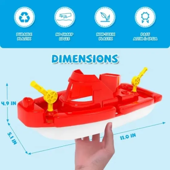Fun Little Toys 3Pcs Boat Toy Set, Speed Boat, Sailing Boat & Aircraft Carrier, Bath & Pool Toys for Toddlers, Birthday Gift for Boys & Girls Ages 1-4 image {5}
