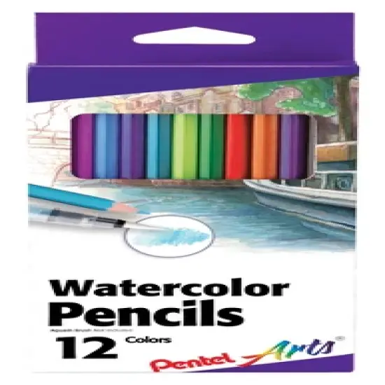 Pentel Arts Watercolor Pencils, Assorted Colors, Set of 12 image {1}
