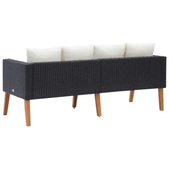 vidaXL Garden Sofa Black, Cream White image {3}