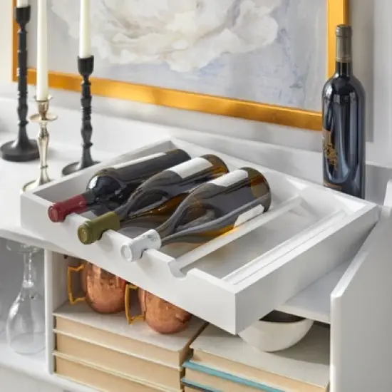 Dublin Bar Cabinet with Sliding Glass Doors White - Buylateral image {4}