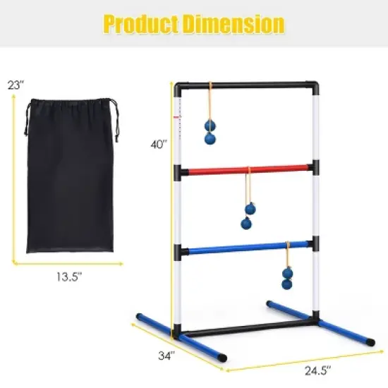 Costway Ladder Ball Toss Game Set Indoor Outdoor W/6 Bolas Score Tracker Carrying Bag image {3}