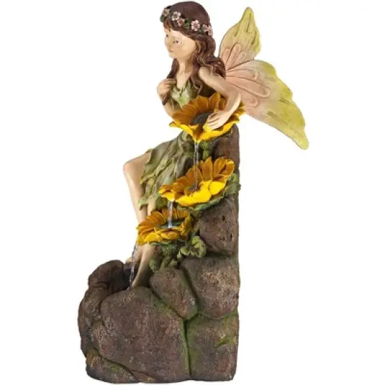 John Timberland Garden Fairy with Sunflowers Modern Cascading Outdoor Floor Water Fountain with LED Light 26" for Yard Garden Patio Home Deck Porch image {3}