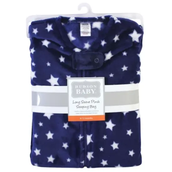 Hudson Baby Infant Plush Sleeping Bag, Sack, Blanket, Navy Stars image {1}