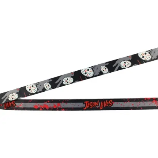 Friday The 13th Jason Lives ID Lanyard Badge Holder With 1.5" Rubber Pendant image {1}