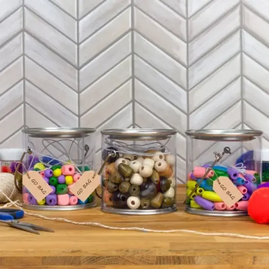 Cornucopia Brands Mini Clear Plastic Paint Cans, 6pk; 3in Tall Miniature Paint Cans for Party Use image {6}