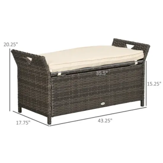 Dexmalle 2-In-1 Large Patio Wicker Storage Bench with Handles image {7}