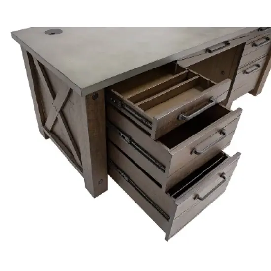 68" Jasper Double Pedestal Desk Brown - Martin Furniture image {2}