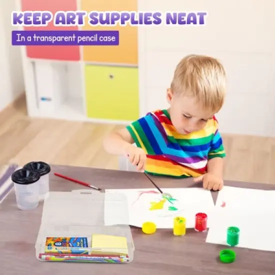 4E's Novelty 4 Pack Clear Pencil Boxes for Pencil Boxes for School as School Supply Box image {5}