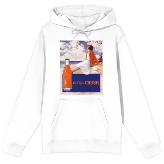 Orange Crush Soda Woman On The Seashore Men's White Sweatshirt image {4}