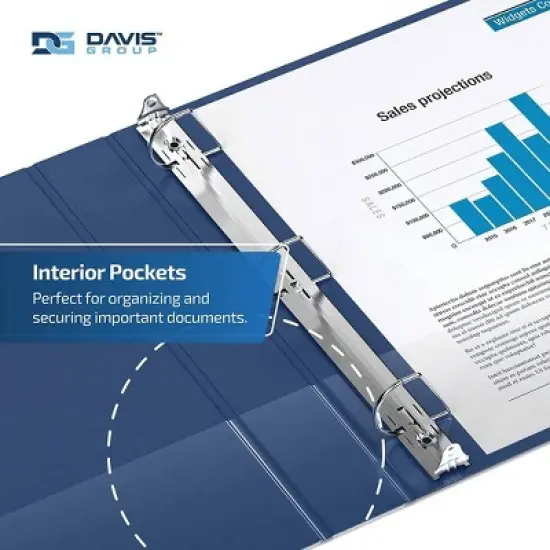 Davis Group 6pk 1" Premium Economy Angled D-Ring Binder Royal Blue: Hard Cover, 225 Sheet Capacity, 2 Pockets, 11.62" x 10.4" image {5}
