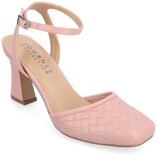 Journee Collection Womens Moriah Embossed Ankle Strap Square Toe Pumps image {10}
