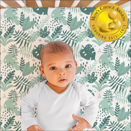 The Peanutshell Fitted Crib Sheets - Green Botanical Leaf - 4pk image {6}