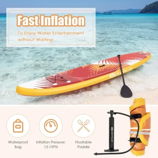 Costway 10.5' Inflatable Stand Up Paddle Board Surfboard W/ Aluminum Paddle Pump image {8}