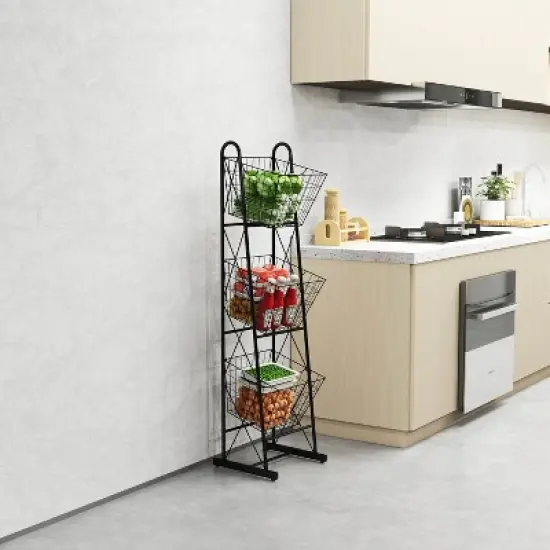 Chery Life 3-Tier Kitchen Storage Basket , Freestanding Metal Wire Rack for Fruit, Vegetables, Pantry Items image {13}