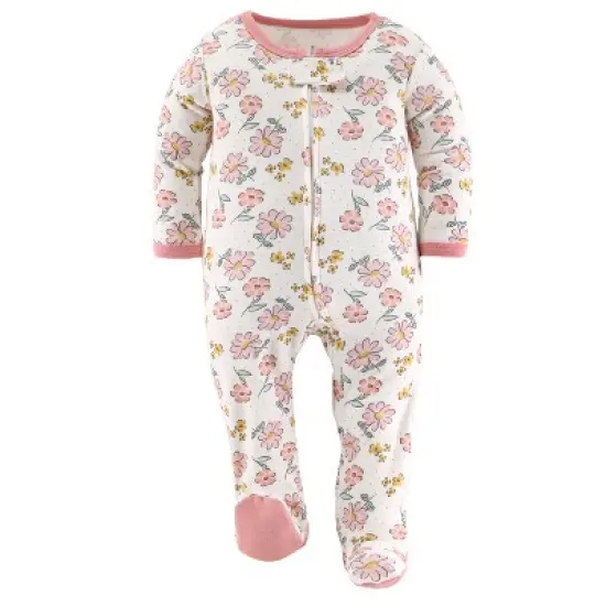 The Peanutshell Boho Floral Butterfly Footed Baby Sleepers for Girls, 3-Pack image {4}