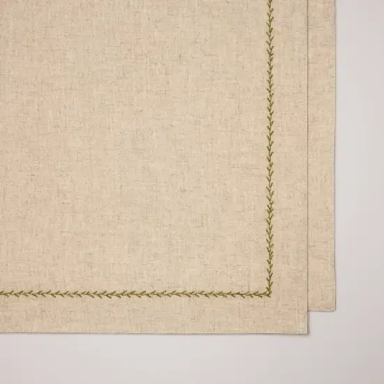 Embroidered Border Standard Runner Natural/Green - Hearth & Hand&trade; with Magnolia image {2}