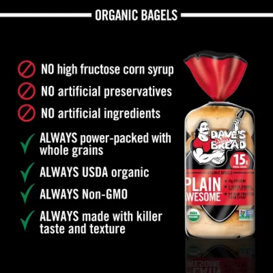 Dave's Killer Bread Plain Awesome Organic Bagels - 16.75oz image {7}