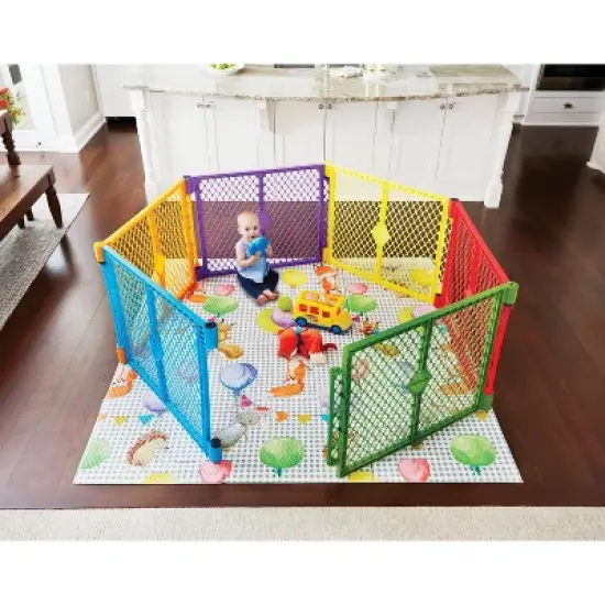 Toddleroo by North States Superyard Colorplay 6 Panel Freestanding Gate image {5}