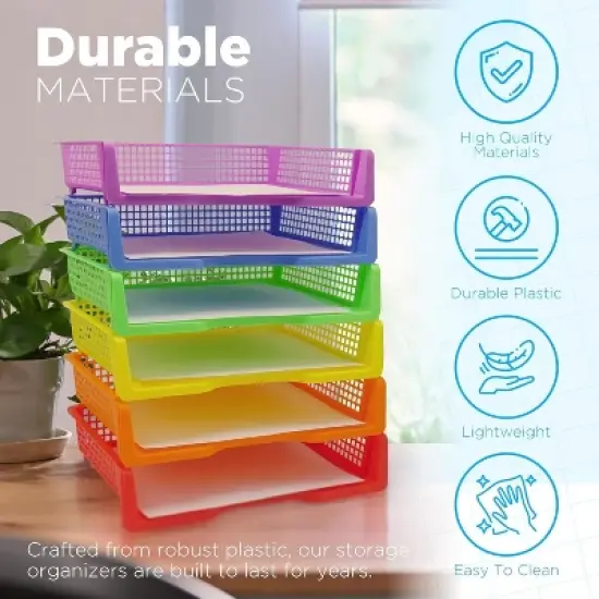 4E's Novelty Stackable Paper Trays: 6 pcs per pack, Classroom Organizer, Plastic Task Box, Classroom Storage, Pencil Tray, Container for Erasers image {1}