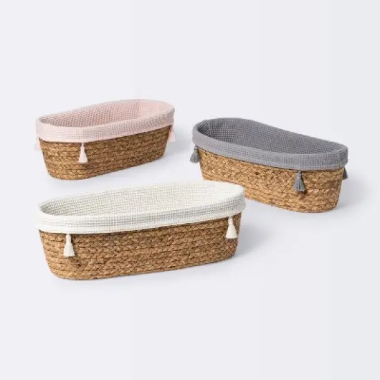 Natural Weave Oval Storage Bin with Waffle Weave Liner - Cloud Island&trade; image {3}