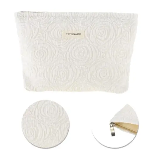 Unique Bargains Portable Embossment Rose Makeup Bag 1 Pc image {3}