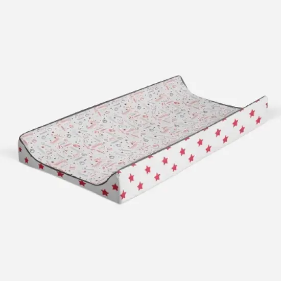 Bacati - Baseball Red/Gray Muslin Changing Pad Cover image {6}