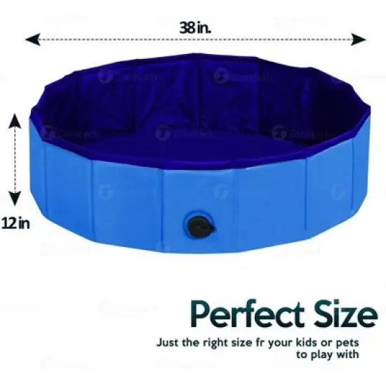 Zone Tech Foldable Pet Swimming Pool - Premium Quality Easy to Store Foldable Playing Bath Pool for Kids and Pets, Leakproof Tub for Indoor & Outdoor image {3}