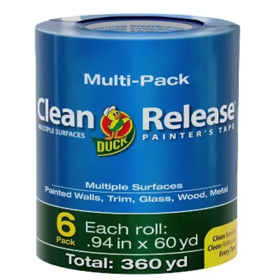 Duck 6pk Clean Release Painter's Tape 60yd/Roll: Blue Adhesive Industrial Tape, 0.94" Width, 180' Length image {10}