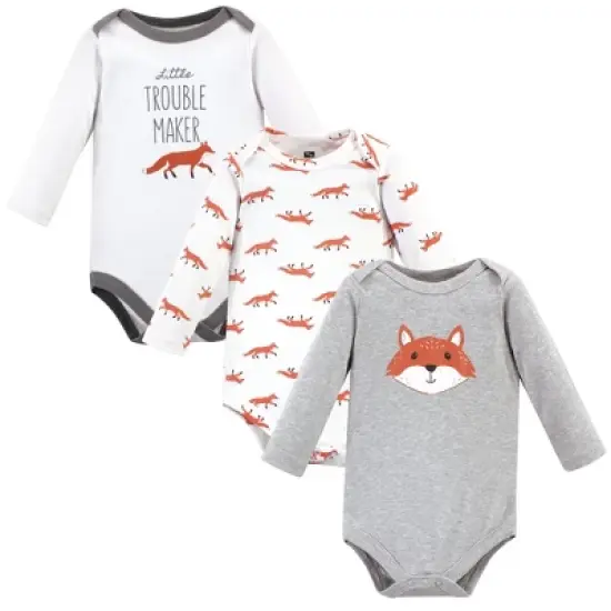 Hudson Baby Infant Boy Cotton Long-Sleeve Bodysuits, Little Fox image {6}