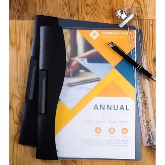 Juvale 10 Pack Clear Report Covers with Sliding Bar and Swing Clip for Letter Size Documents, Presentation, Black, 9x11 inches image {1}