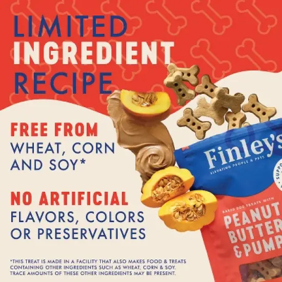 Finley's All Natural Peanut Butter & Pumpkin Flavor Dog Treat Crunchy Biscuits image {2}