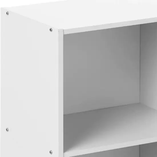 Hodedah HID23 High Quality 3 Shelf Home, Office, and School Organization Storage 35.70 Inch Tall Slim Bookcase Cabinets to Display Decor, White image {2}