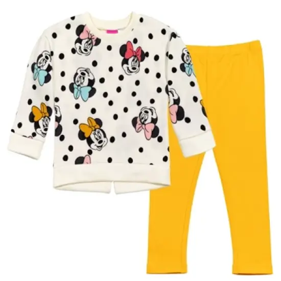 Disney Minnie Mouse Girls Fleece Sweatshirt and Leggings Outfit Set Little Kid to Big Kid image {12}
