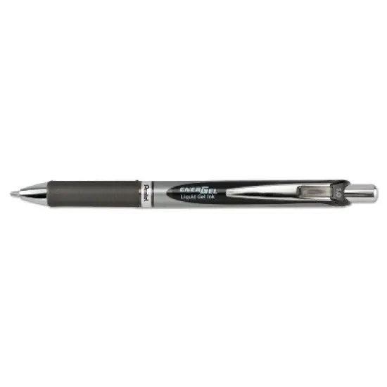 Pentel EnerGel RTX Retractable Liquid Gel Pen 1 mm Black/Gray Barrel Black Ink BL80A image {1}