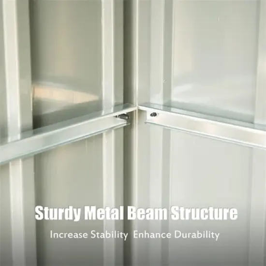 CLIHOME 6x4Ft Outdoor Storage Shed,with Sloping Roof Galvanized Steel Frame Backyard Tool Storage Room image {2}