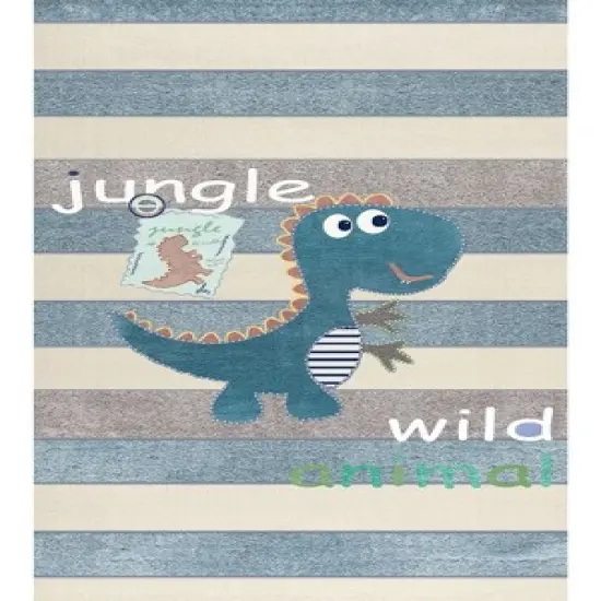 Mother Ruggers Dino Wild Machine Washable Colorful Kid's Rug image {1}