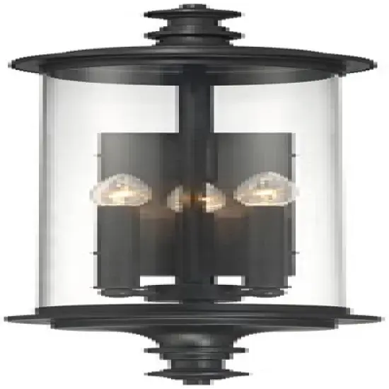Possini Euro Design Medici Modern Outdoor Wall Light Fixture Black 32 1/4" Clear Glass Cylinder Shade for Post Exterior Barn Deck House Porch Yard image {4}